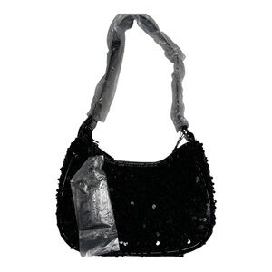 NWT NICOLE‎ MILLER Black Sequined Shoulder Bag